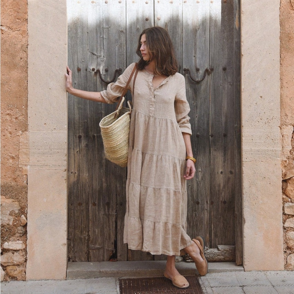 Beachwood Baby Mara Linen Dress one size Rye color New!